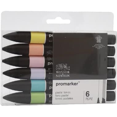 Winsor & Newton ProMarker Pastel Tones (6 Colors) Graphic Art Marker
Assorted Color, Twin Tip