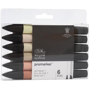 Winsor & Newton ProMarker Skin Tones 1 (6 Colors) Graphic Art Marker
Assorted Color, Twin Tip