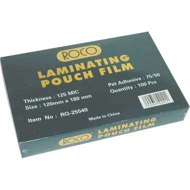 Roco Thermal Laminating Film
120 X 180 mm, 125 mic, Clear