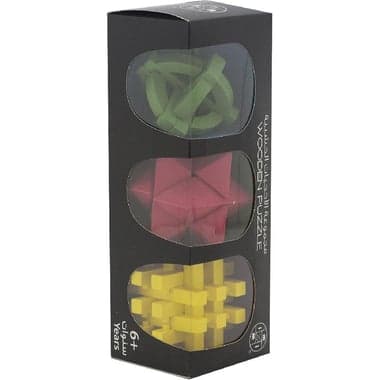3 Wooden Brain Teaser Puzzle